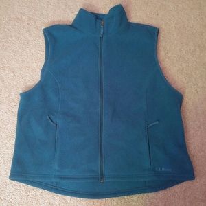 LL BEAN Deep Blue Green Zip Up Fleece Vest 2X 20W